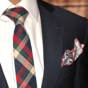 Groomsland Accessories - Men's Green & Red Plaid Flannel Necktie Groomsland Accessories - Men's Green & Red Plaid Flannel Necktie